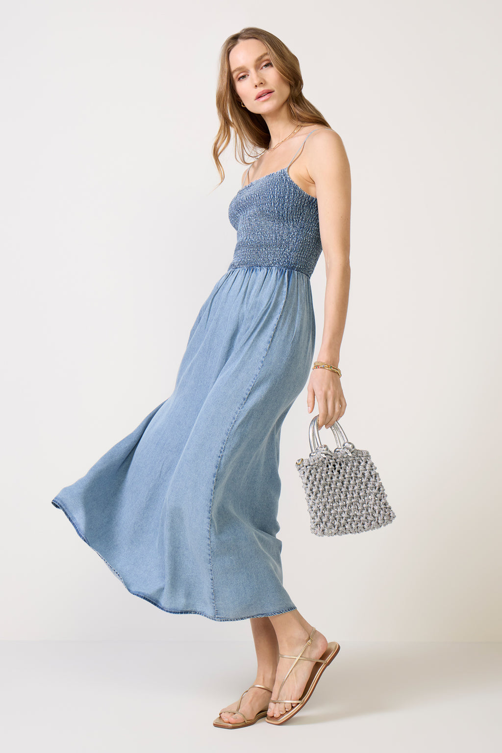 knee length dresses for ladies Bayside Chambray Maxi Dress