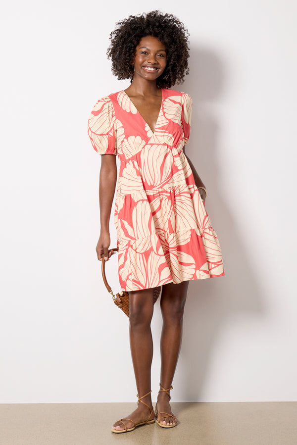 Two Tone V-Neck Long Sleeve Mini Dress