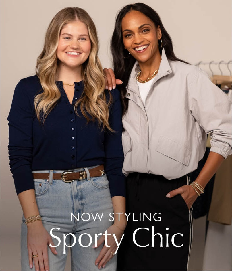 Image of two women wearing sporty chic looks