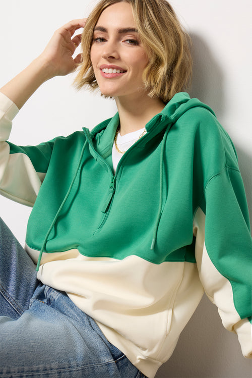 Black Colorblock Half Zip Hoodie main image 0