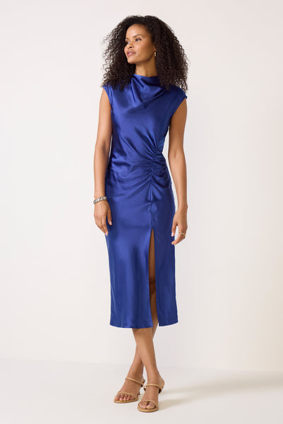 satin dress women's clothing SANCTUARY Women's Modern Satin Dress, Size XS, Blue