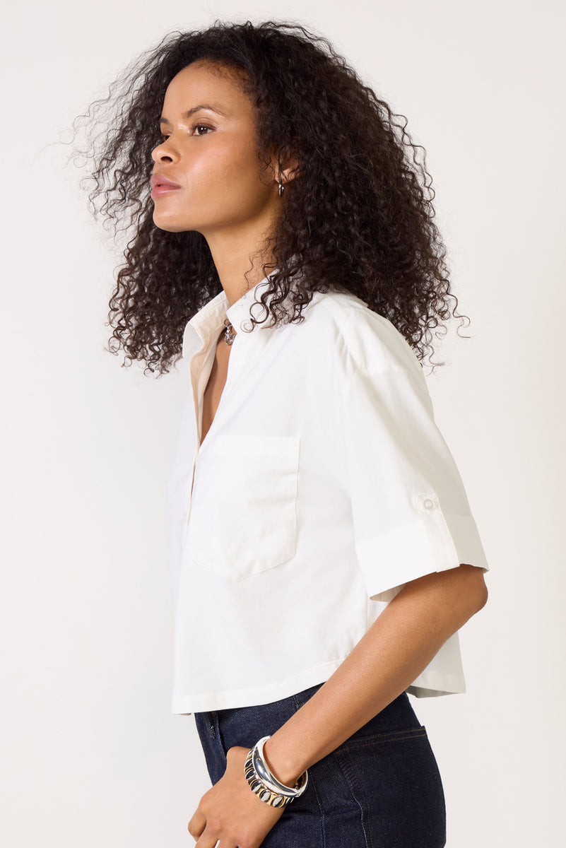 dress shirt crop top EVEREVE Women's Nelson Cropped Shirt, Size Medium, White