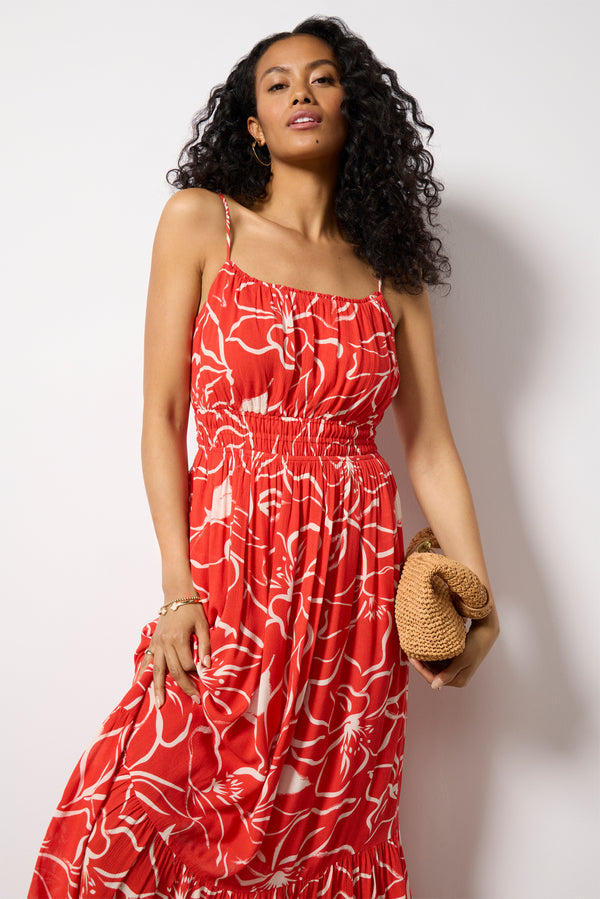 Tala Ss Midi Dress French Vanilla Aop Flower
