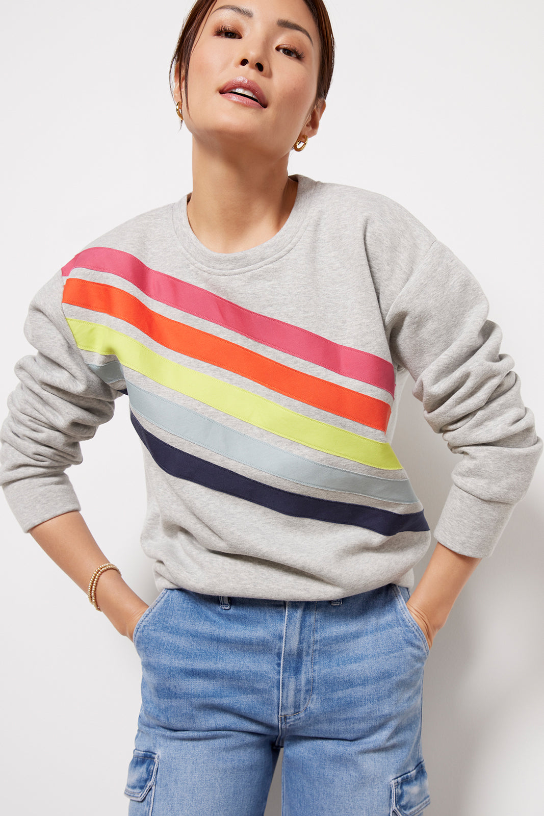 Sophia Rainbow Stripe Crew