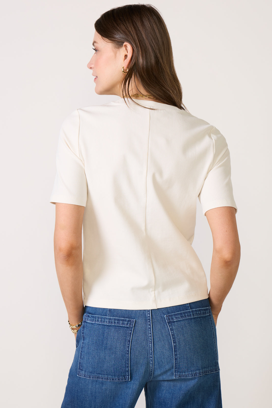 Short Sleeve Crewneck Elbow Tee