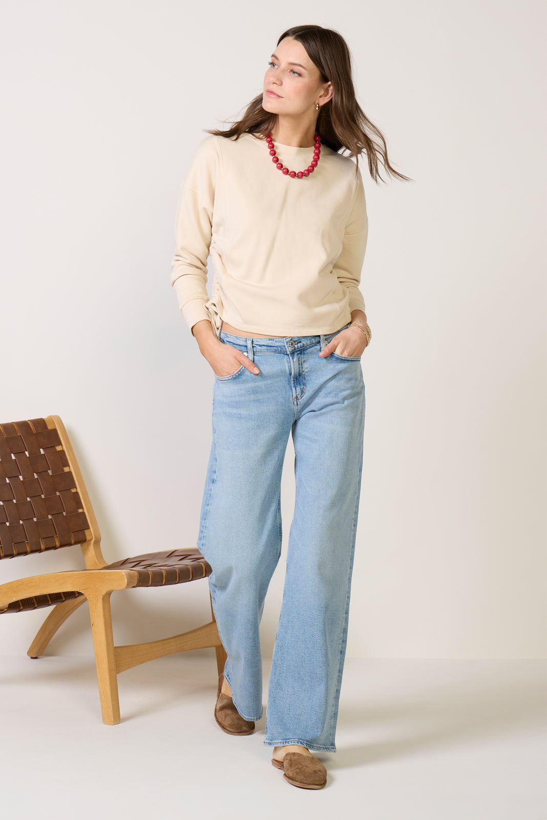 Dara Side Ruched Sweatshirt