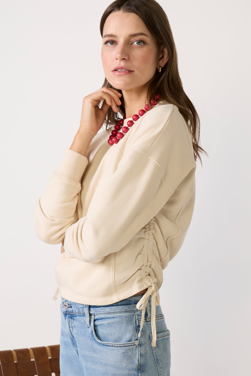 Dara Side Ruched Sweatshirt