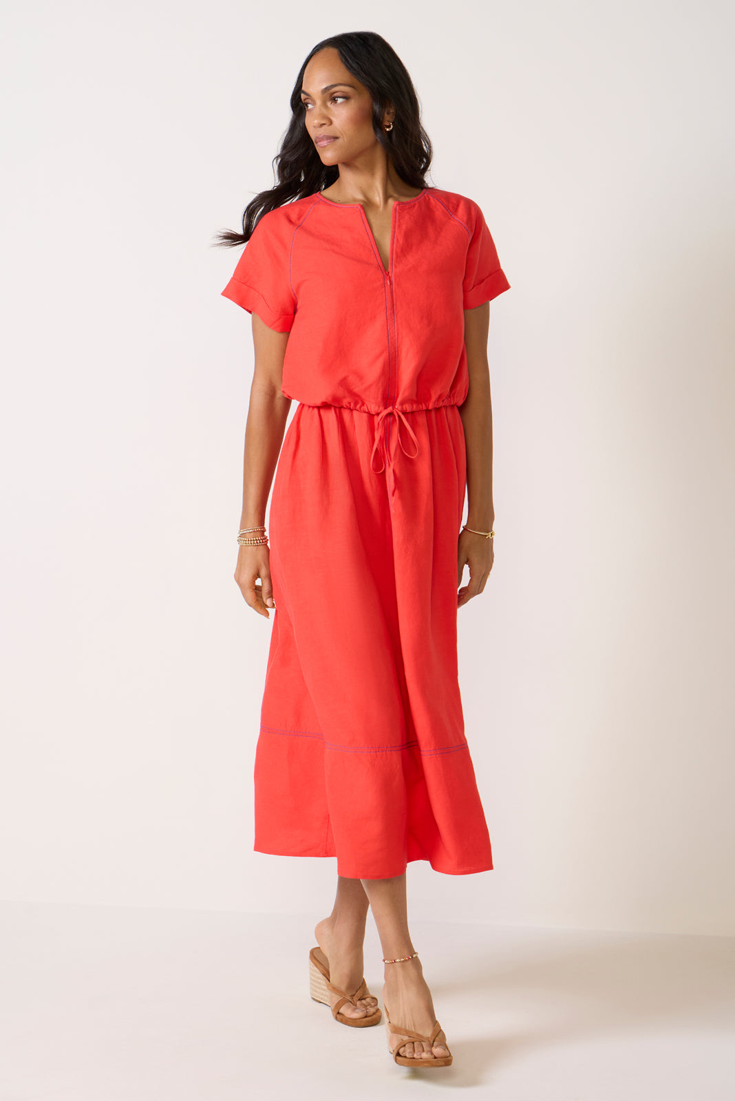 jill linen dress EVEREVE Women's Jill Linen Zip Up Top, Size XS, Red