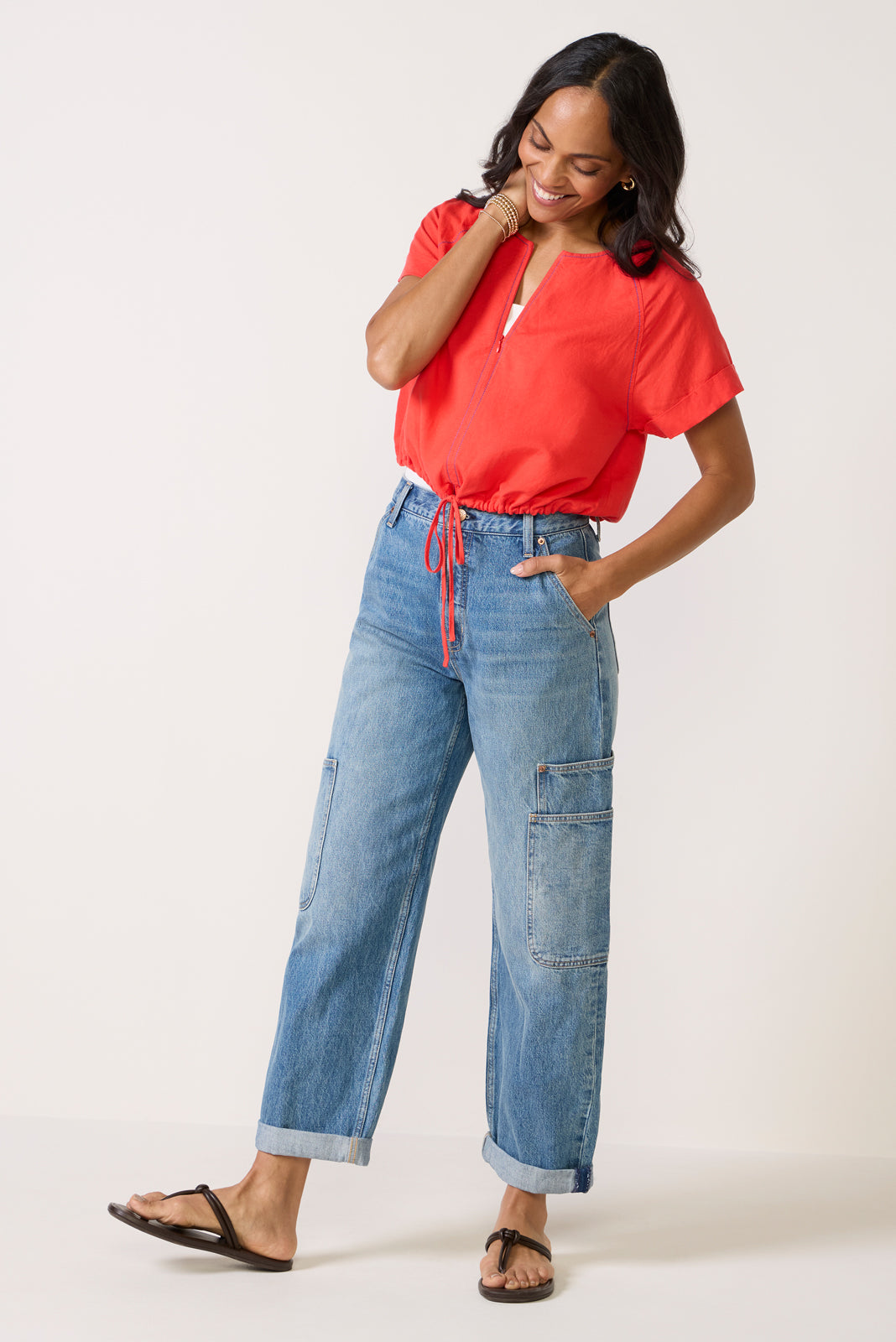 Jill Linen Zip Up Top