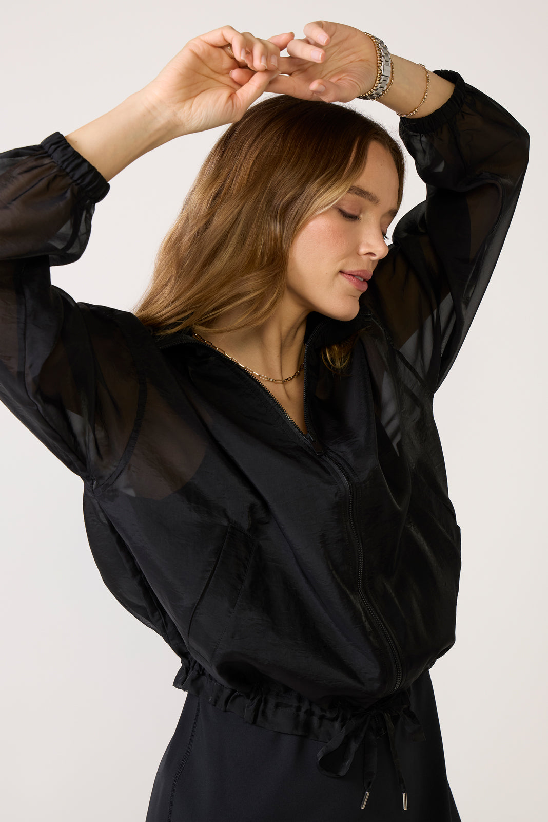 sheer jacket for dress SPANX Women's Sheer Full Zip Jacket Very Black / L