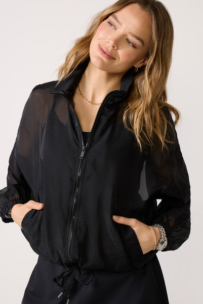 ジャケット・アウター Eaphi RANDOM BUTTON SHEER JACKET Sheer Full Zip Jacket