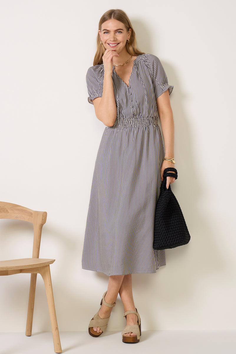 white stripe midi dress Mina fabric_Cotton size:6 Years High Low Sleeveless Halter Casual dresses Decadent tiers