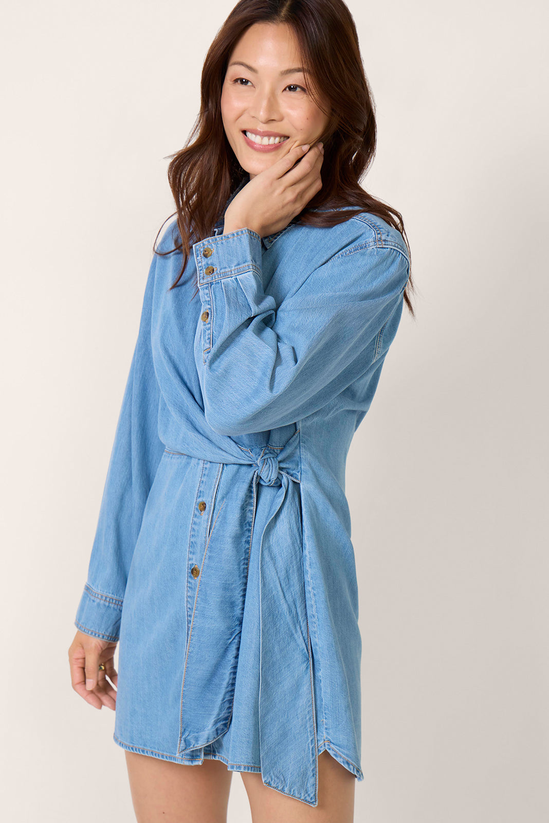 Denim Wrap Shirt Dress