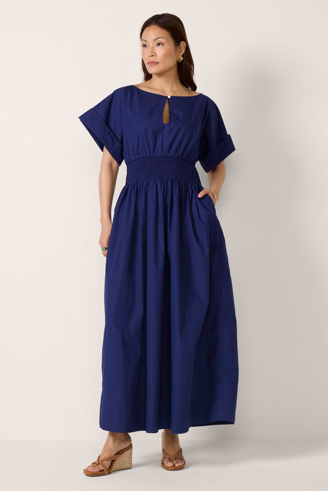 Coastal Poplin Elia Smocked Dress