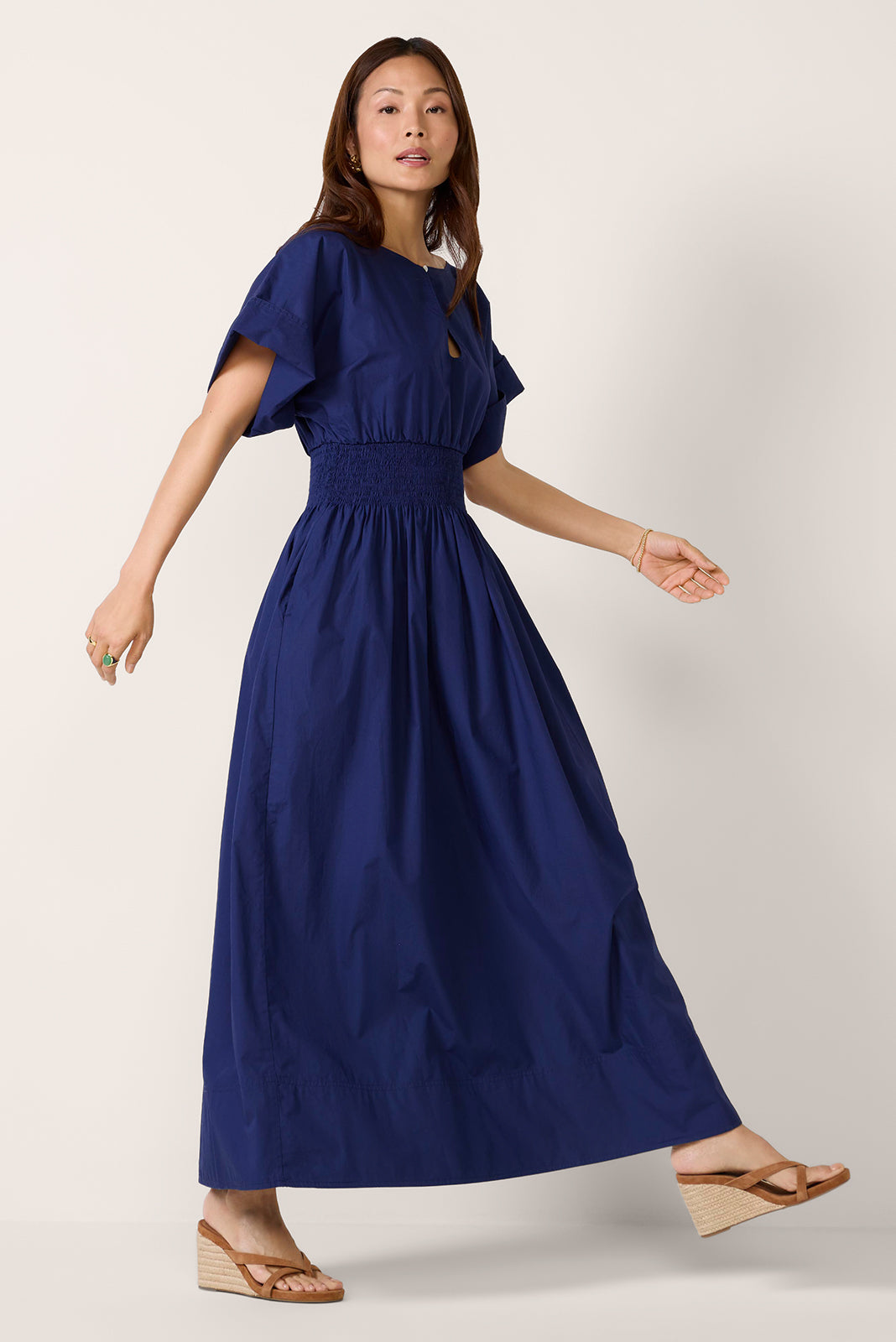 Coastal Poplin Elia Smocked Dress