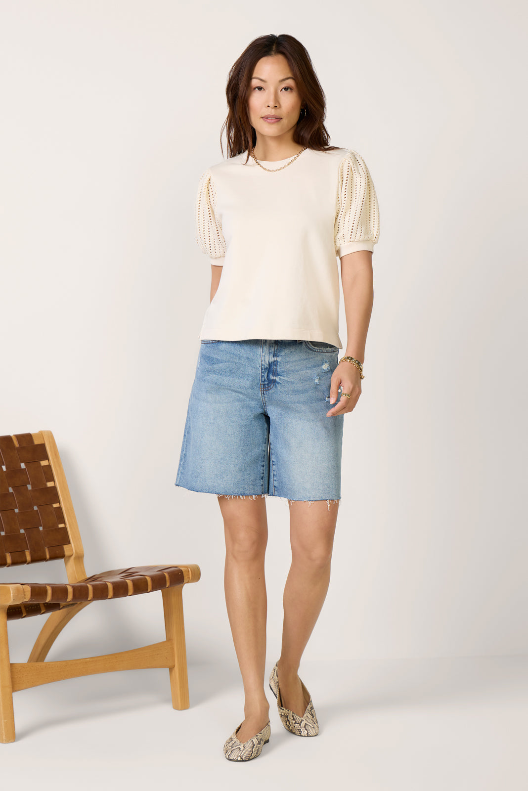 Lea Crochet Sleeve Tee