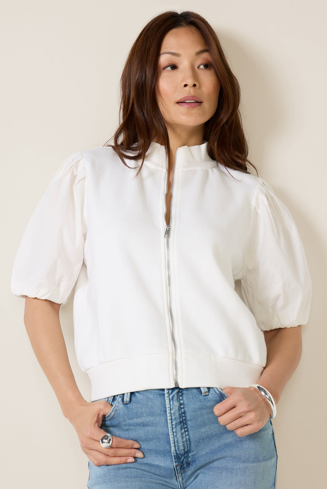 『UNOF』 AIR PUFF TOPS JDY puff sleeve sweater in chocolate | ASOS