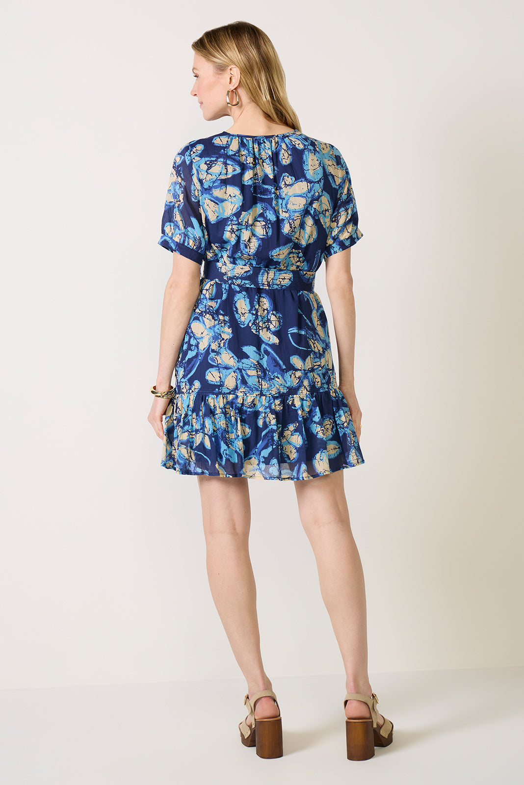 EVEREVE Women's Arlene Puff Sleeve Mini Dress, Size Large, Blue