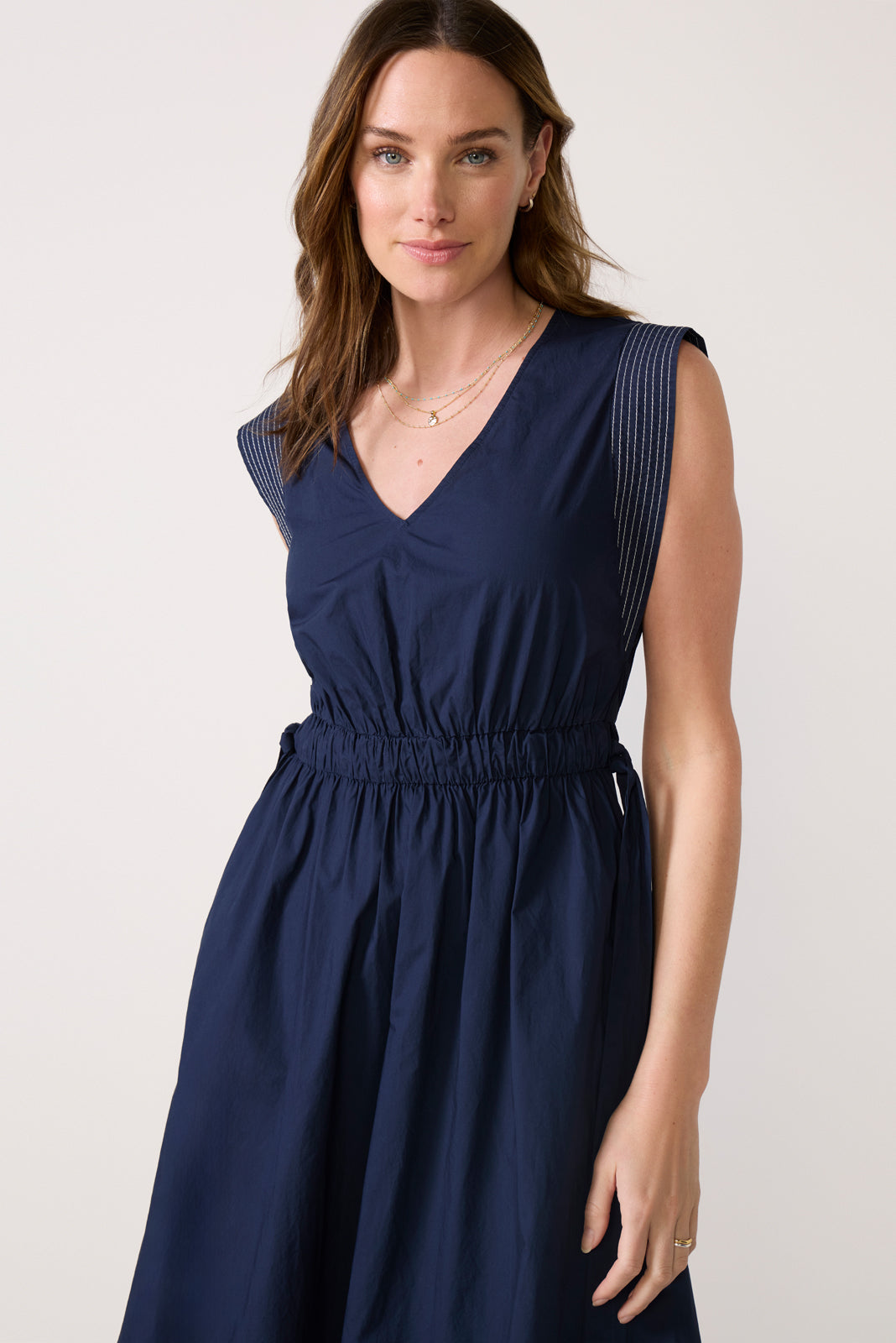 EVEREVE Women's Whitley Contrast Stitch Midi Dress, Size XL, Blue EVEREVE Women's Whitley Contrast Stitch Midi Dress, Size XL, Blue