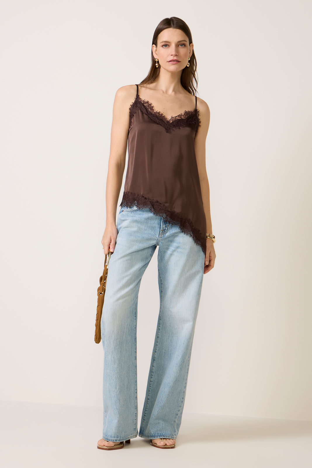 新品タグ付き DAWN ダン BICOLOR CAMISOLE 38 Dawn Asymmetrical Lace Cami