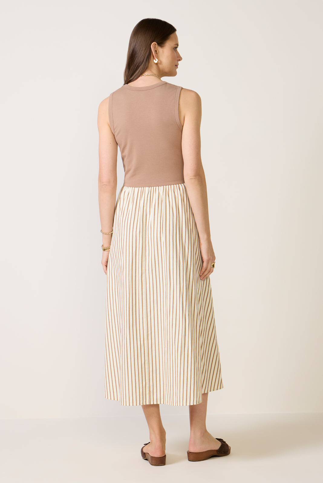 LNA Women's Kenni Mixed Media Dress, Size XS, Tan LNA Women's Kenni Mixed Media Dress, Size XS, Tan