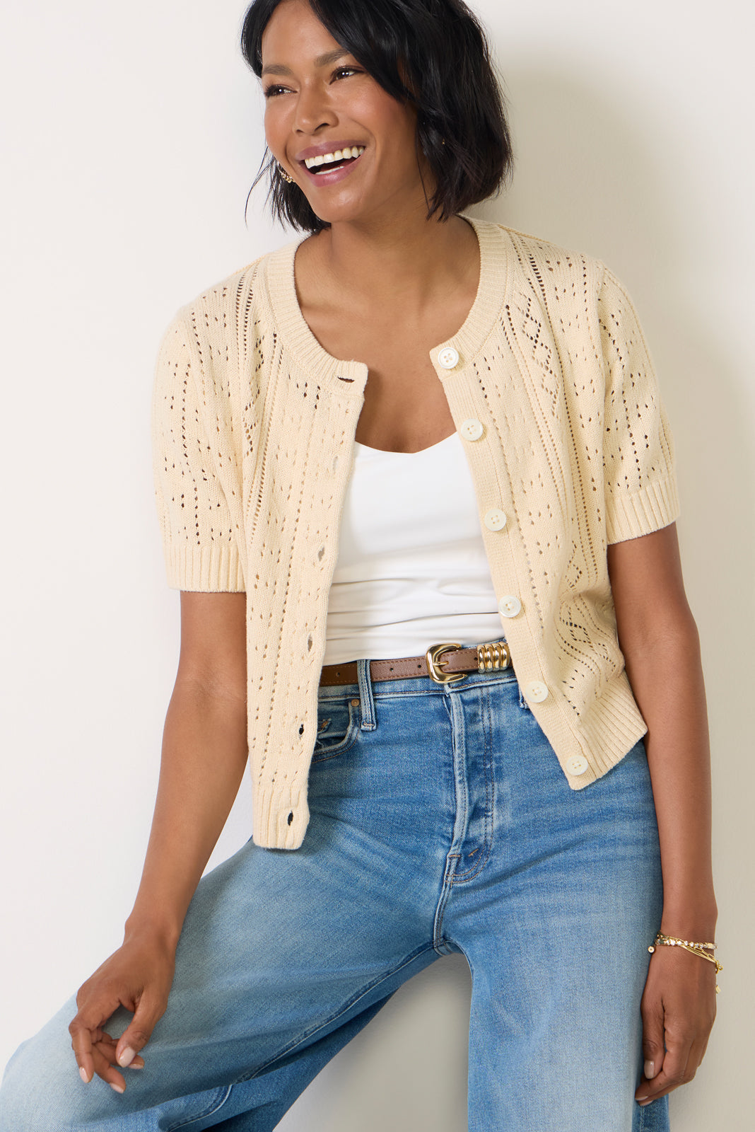 Elle Pointelle Cardigan