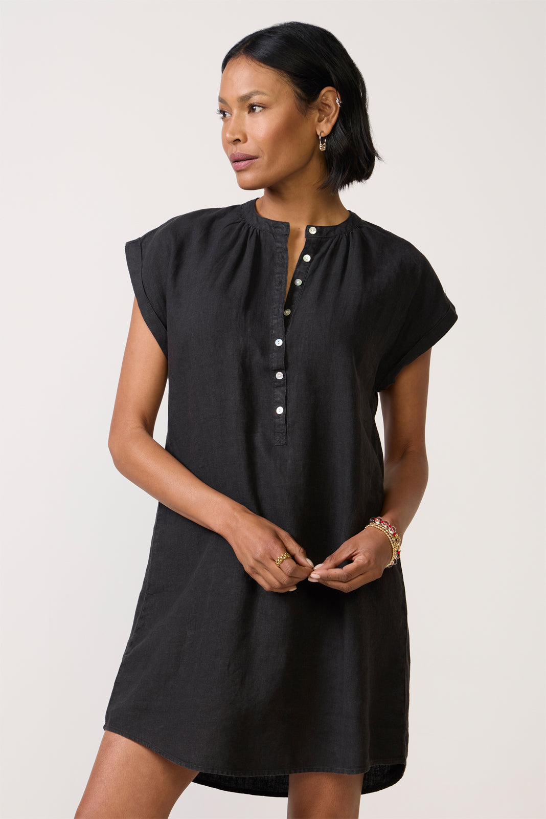 Cap Sleeve Henley Dress