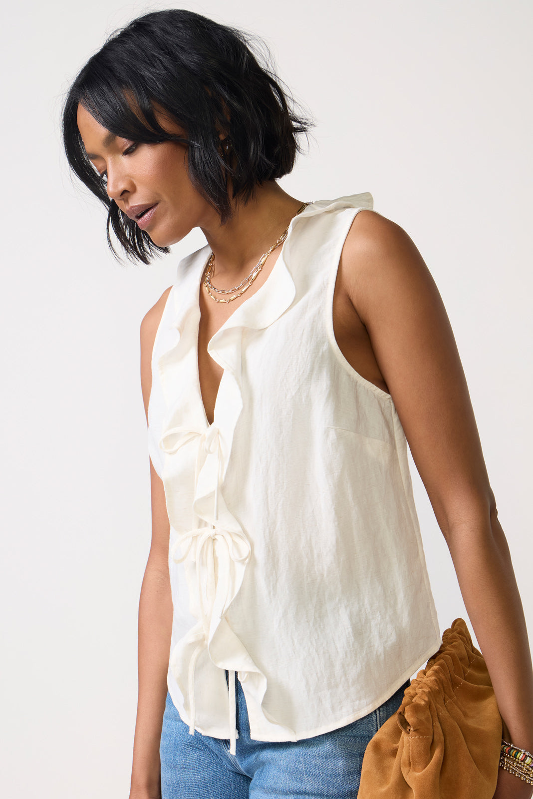 Tie Front Ruffle Tank