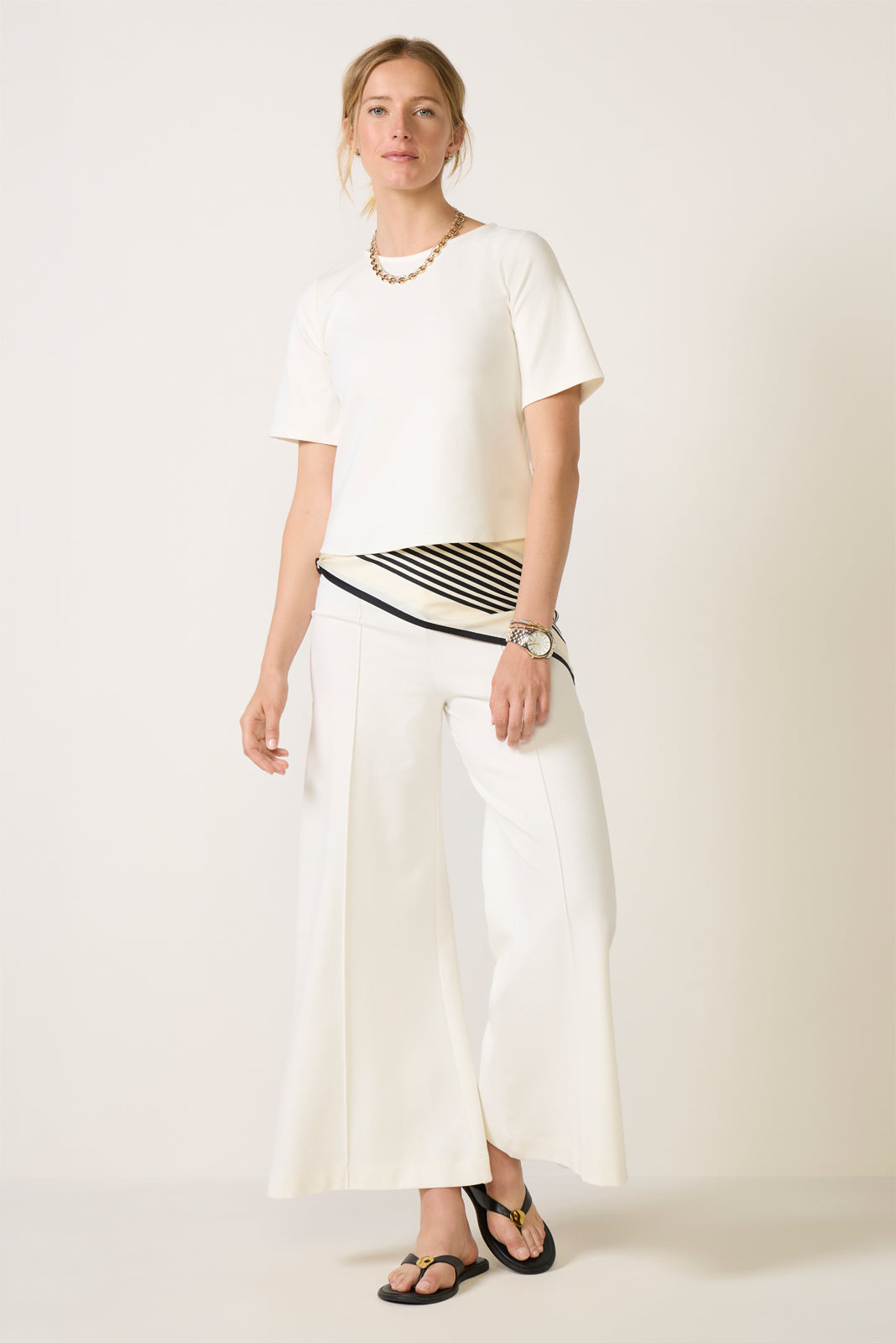 Ponte Knit Short Sleeve Extended Top