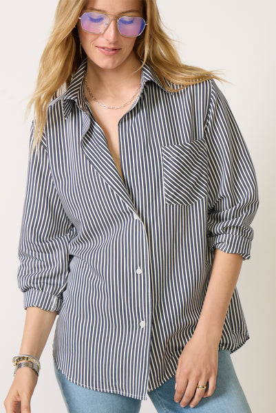 Z SUPPLY Women's Allie Stripe Shirt, Size Medium, White, Cotton