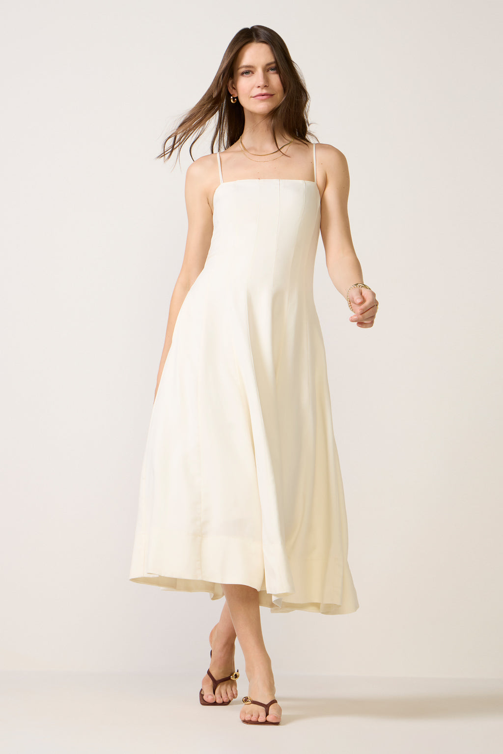 ASTR the Label | Trisha Square Neck Midi Dress in Bone