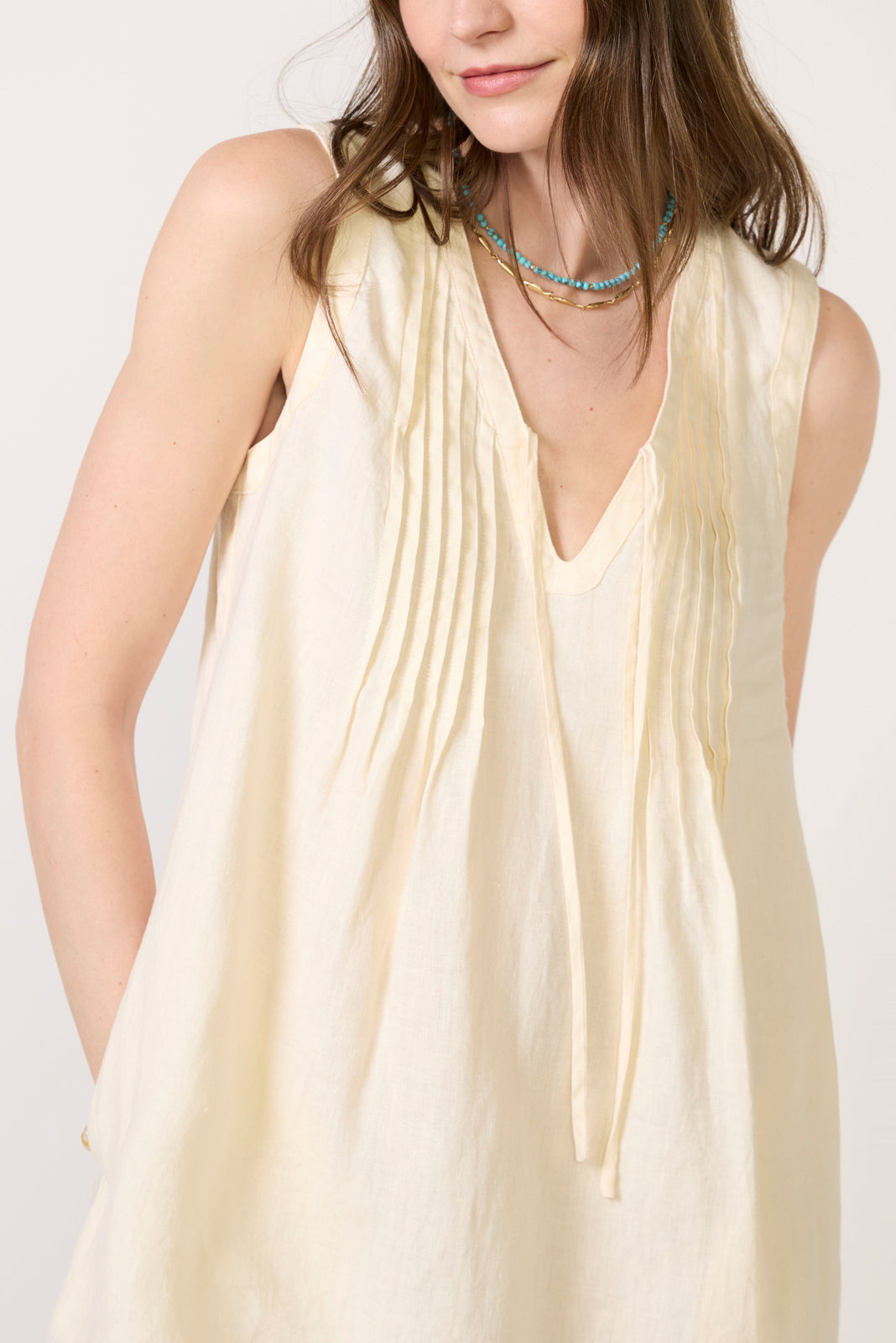 arabic dress female Stella Linen Mini Dress