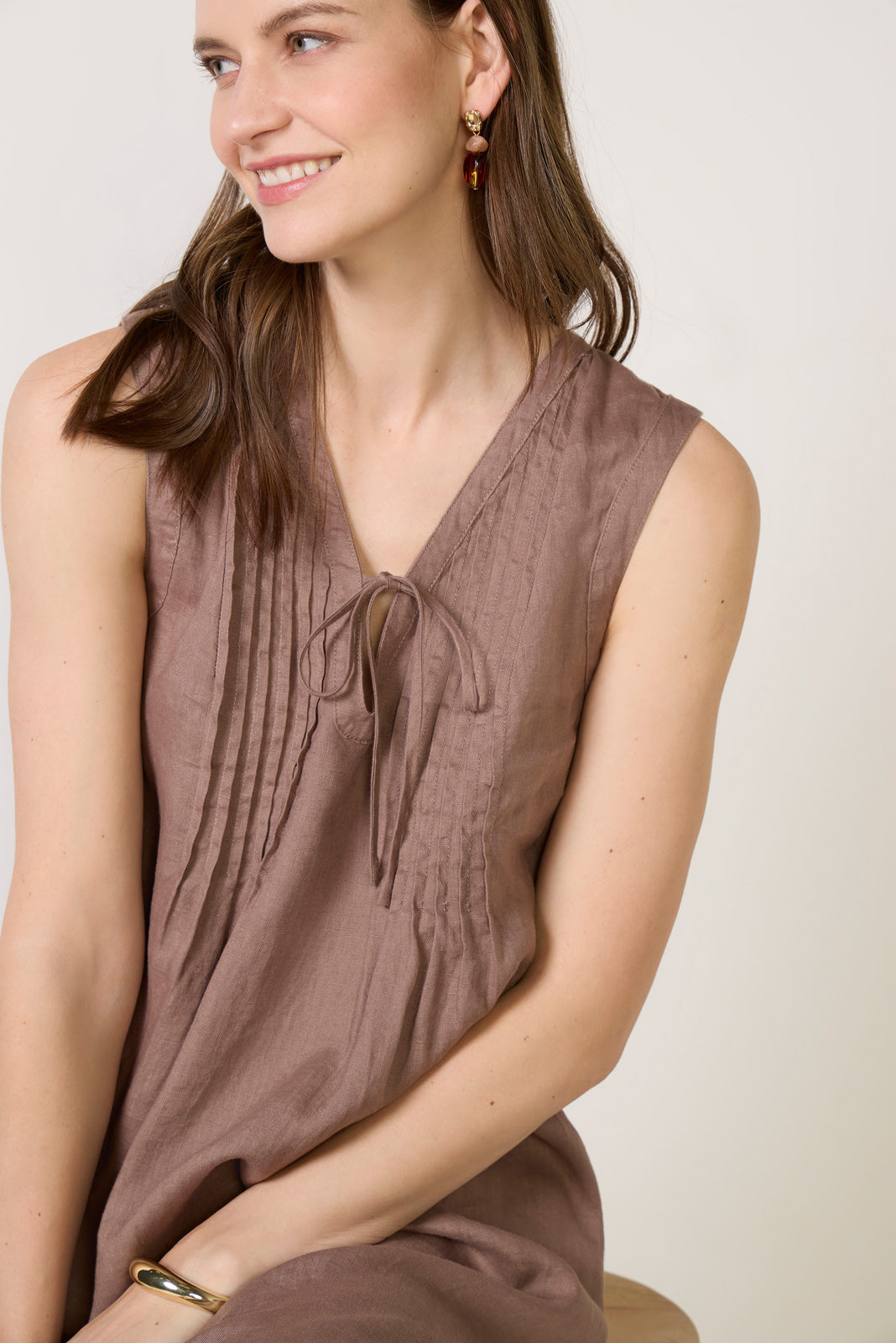 Splendid Women's Stella Linen Mini Dress, Size XS, Brown Splendid Women's Stella Linen Mini Dress, Size XS, Brown