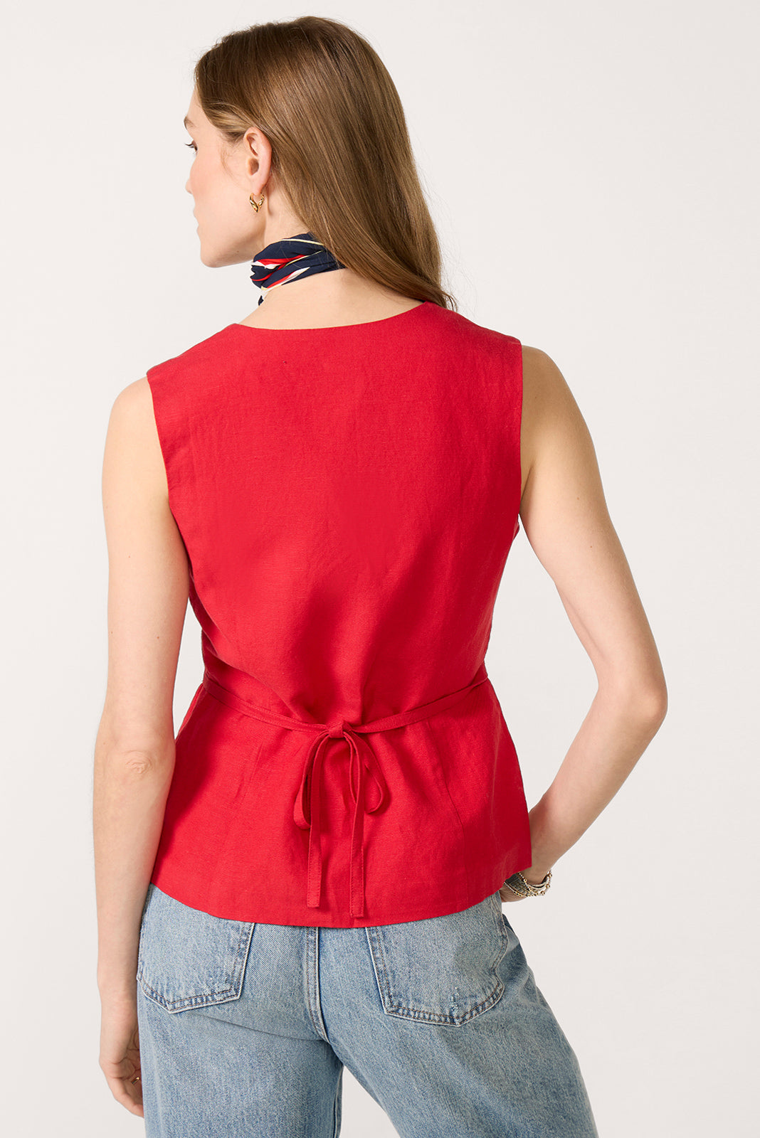 EVEREVE Women's Ridley Linen Vest Top, Size Small, Red