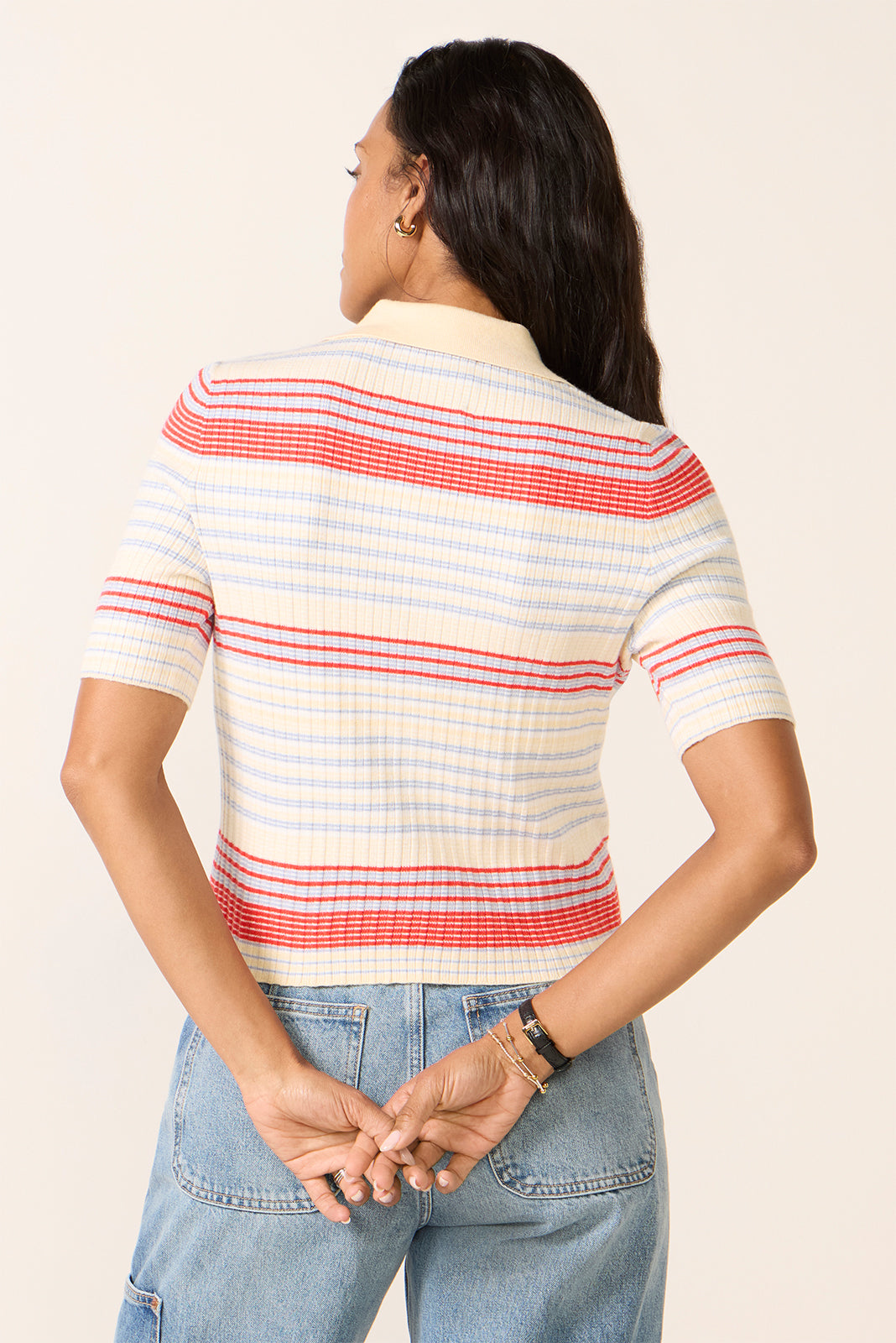 Giselle Textured Striped Polo