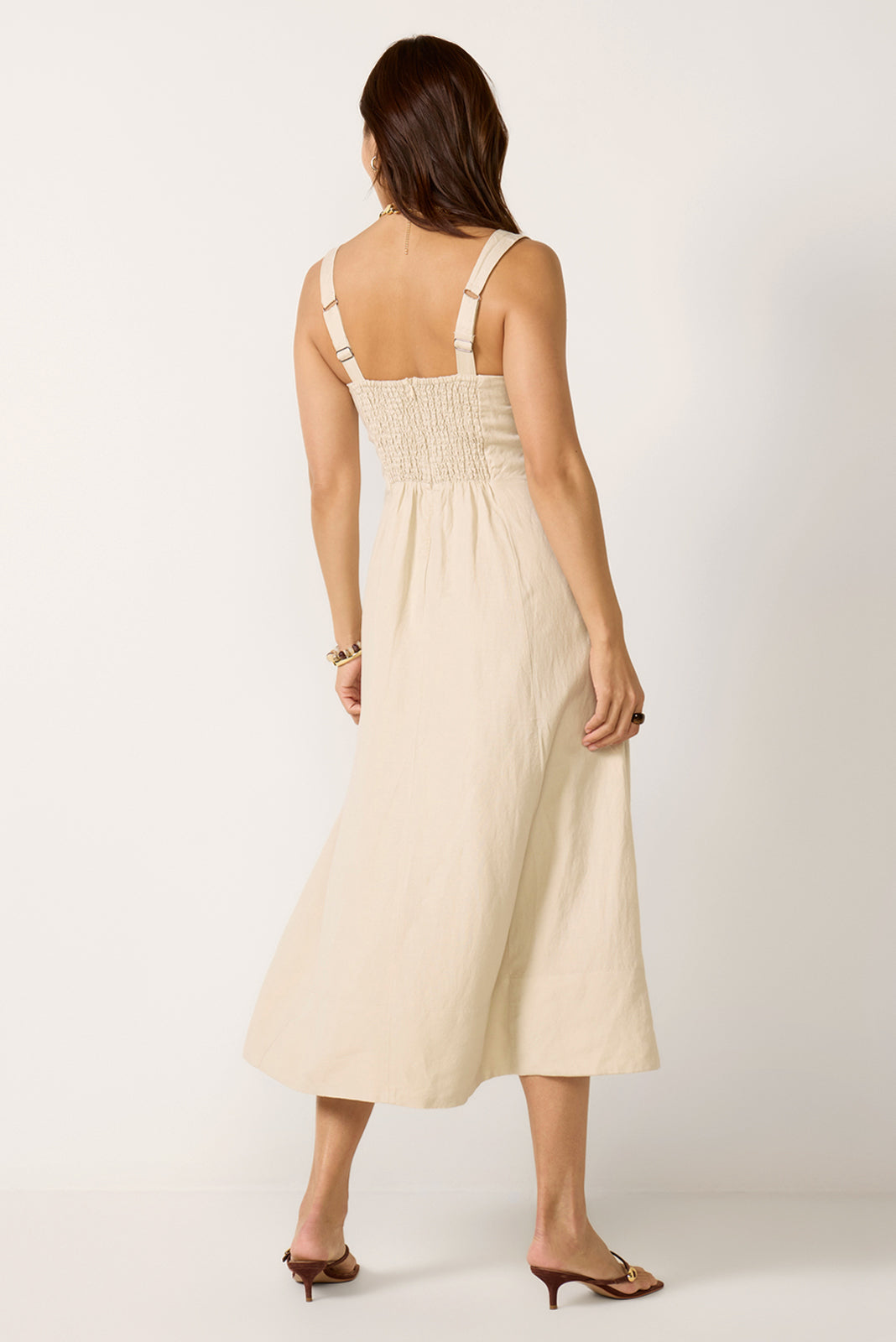 EVEREVE Women's Kaiden Linen Seamed Midi Dress, Size XS, Taupe EVEREVE Women's Kaiden Linen Seamed Midi Dress, Size XS, Taupe