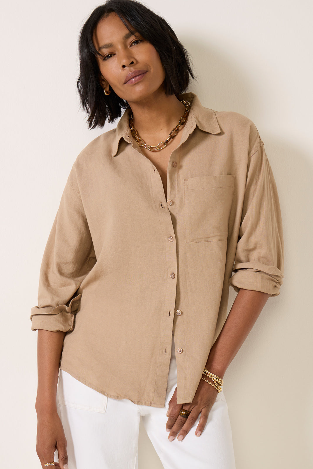 tan dress shirt Nantucket Whaler Beige Sand Poplin Long Sleeve Button Up Shirt –  Taelor.Style