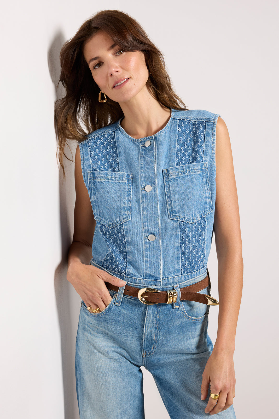 Greta Pieced Denim Vest