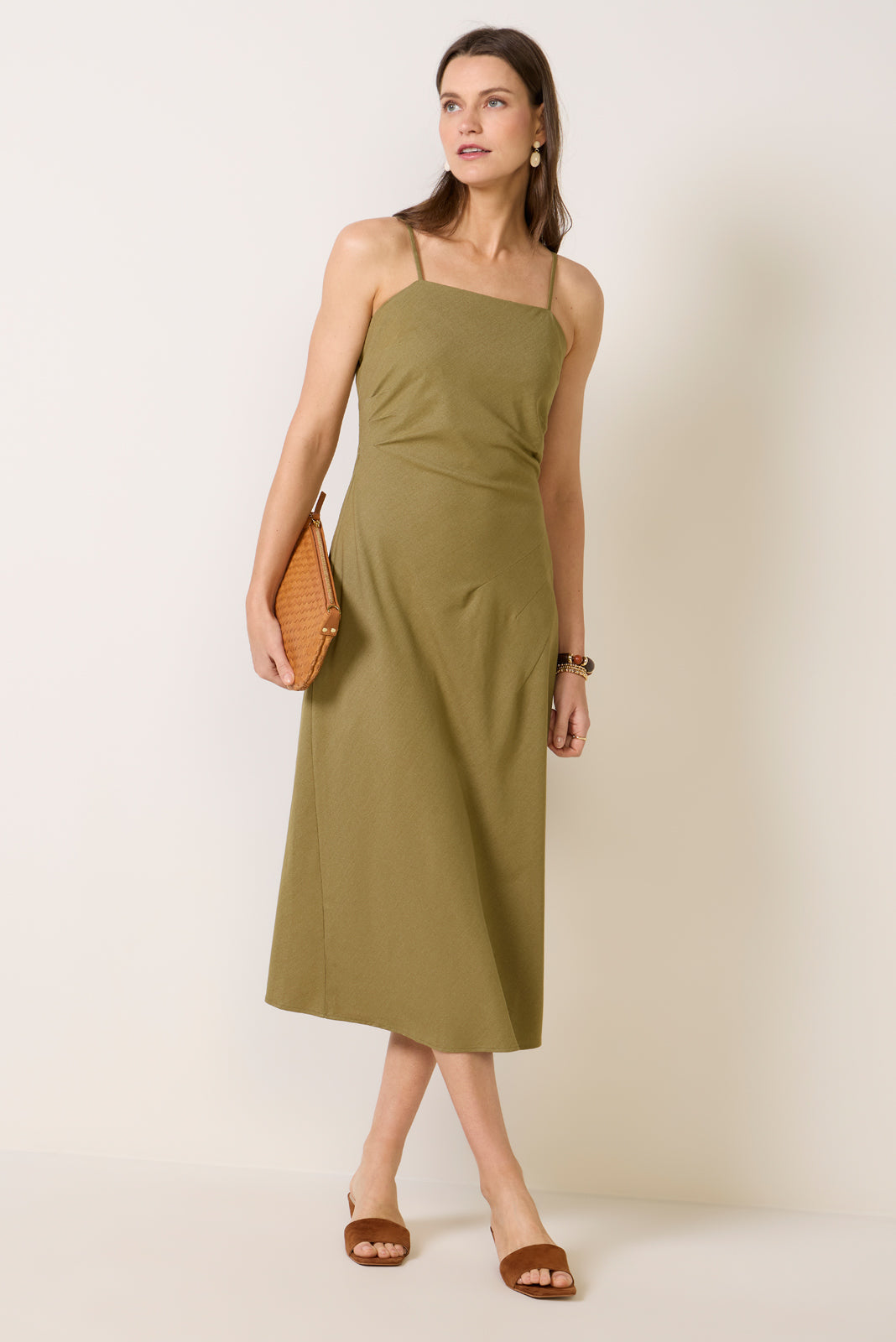 GREYLIN Women's Olivia Cinched Waist Midi, Size Small, Green