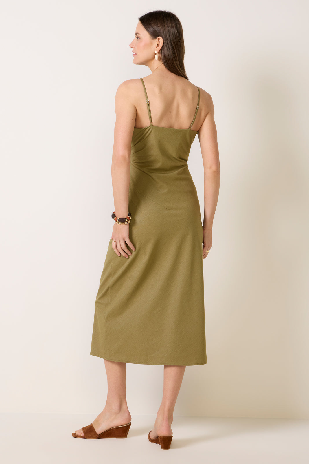 GREYLIN Women's Olivia Cinched Waist Midi, Size Medium, Green