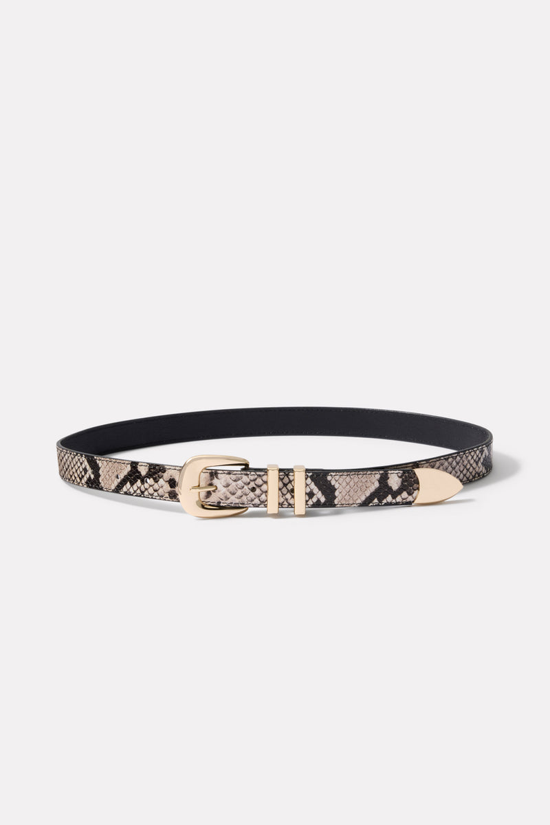Elegant Genuine Snake Skin Tan Belt with Gold Tone Buckle, Sz Medium Womens Genuine Snakeskin On Leather Belt Sz S 1”Wide  main image 3