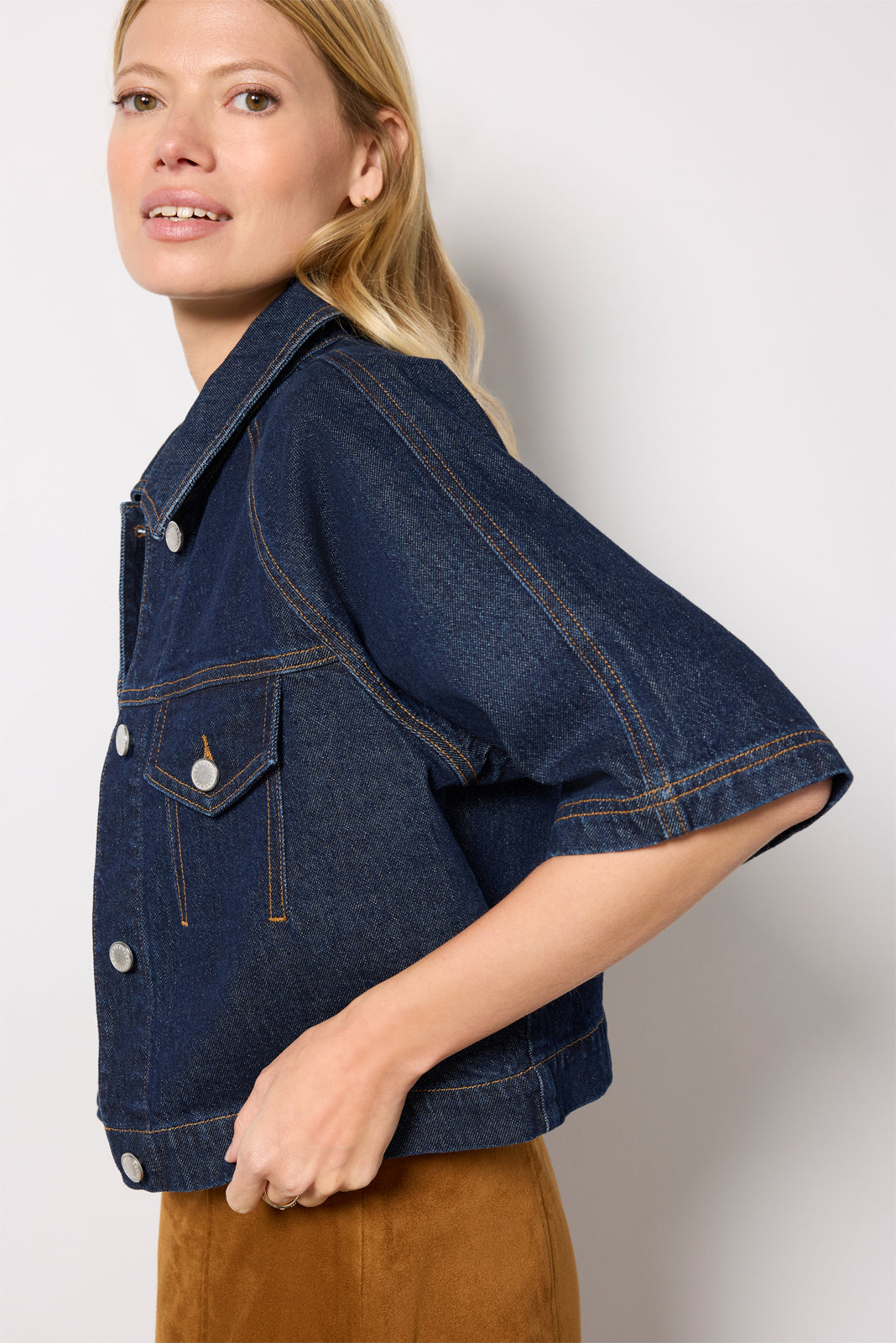 Short Sleeve Button Front Jacket