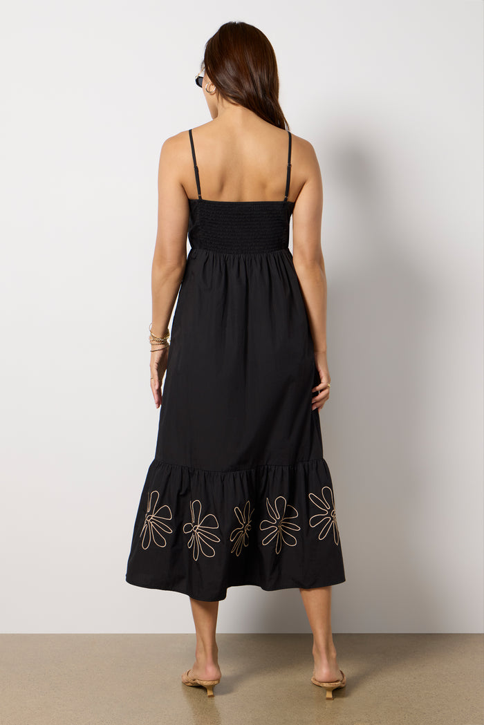 Florence Silk Faille Midi Dress with Removable Train