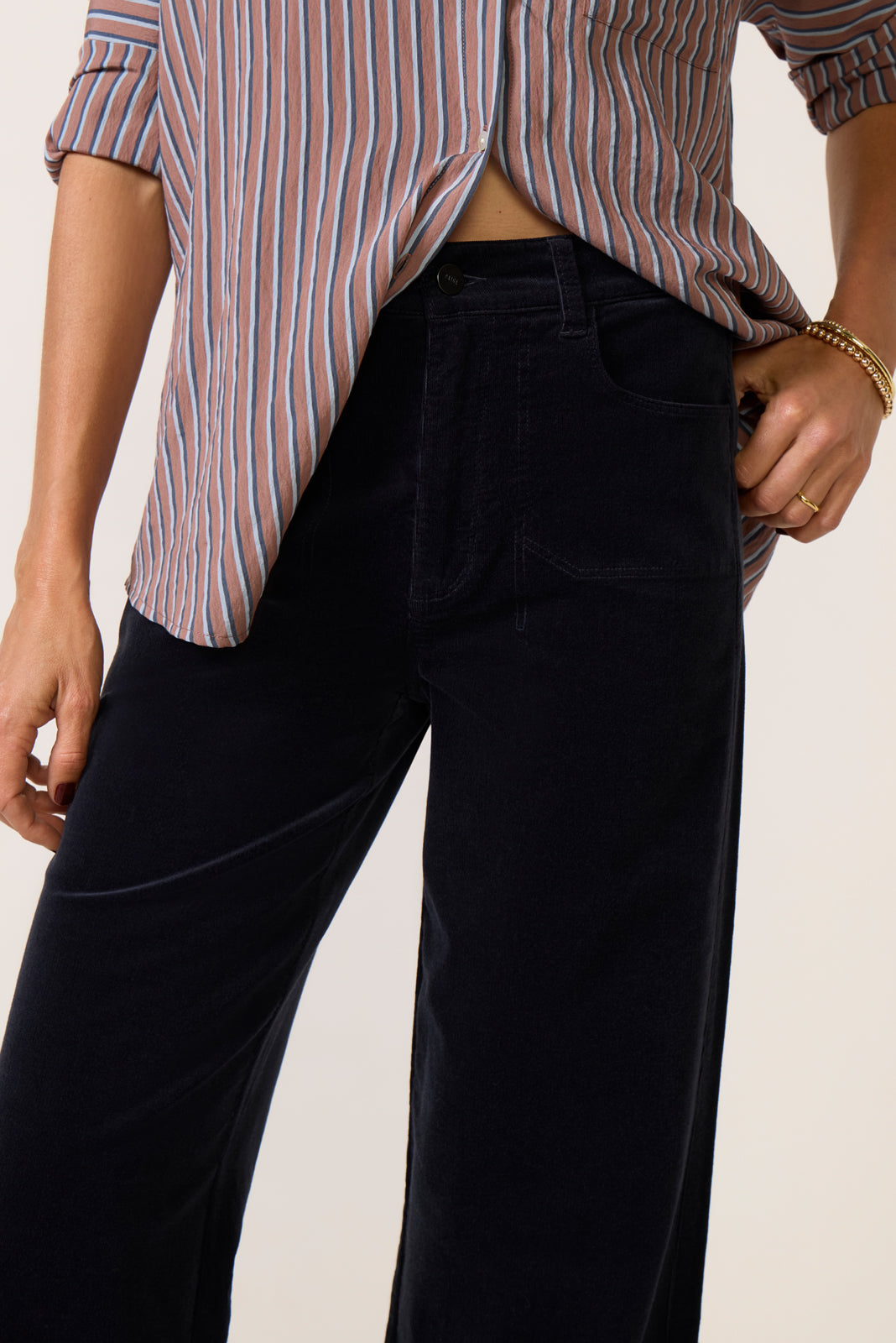 Anessa 31`Cord W/ Stich Utility Pockets Wide Leg