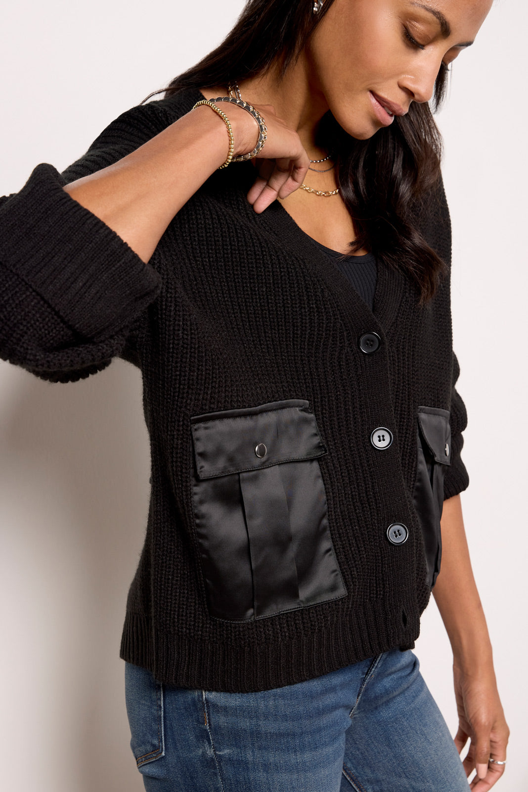 Sanctuary Cozy Seeker Black Cardigan NEW Size M (MSRP $109) deals