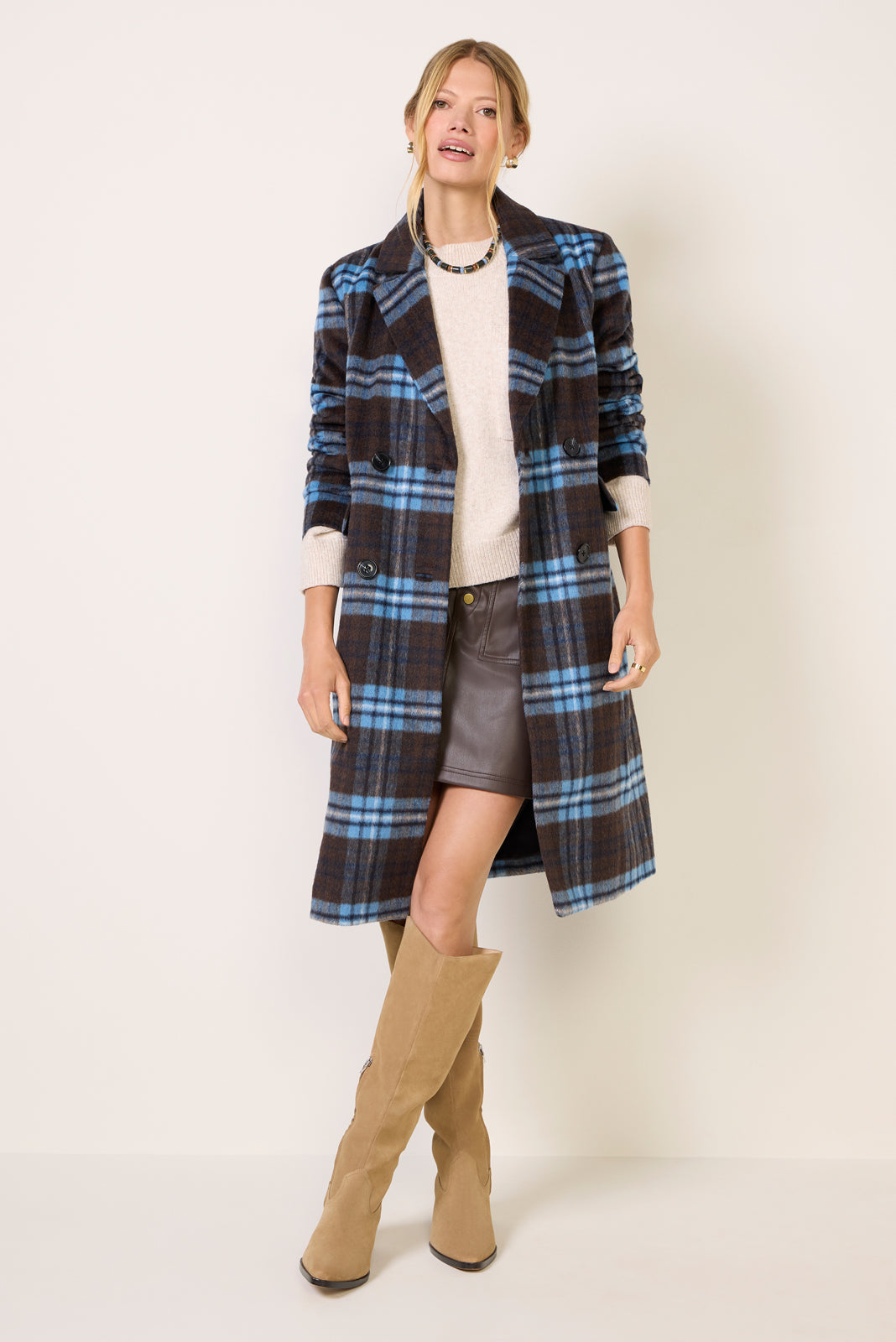 Wesley Plaid Long Coat