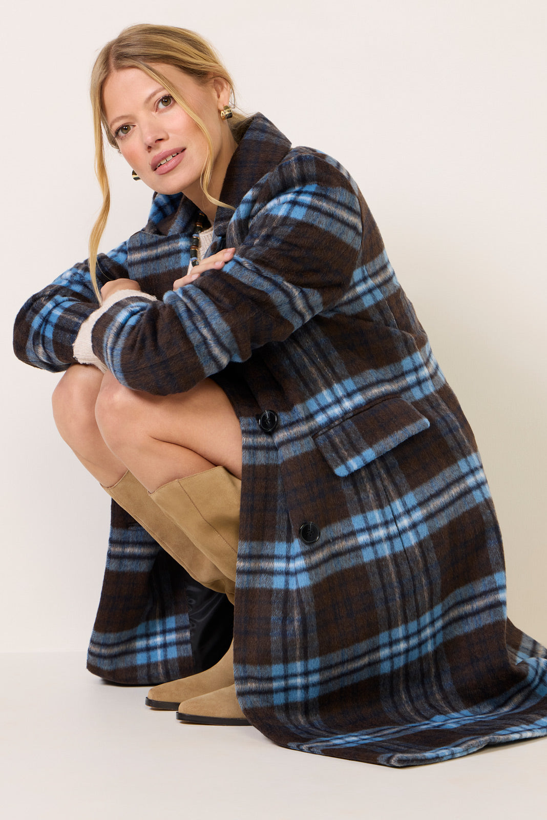 Wesley Plaid Long Coat