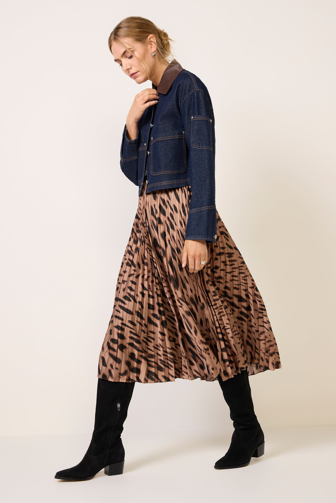 Combo Collar Denim Jacket