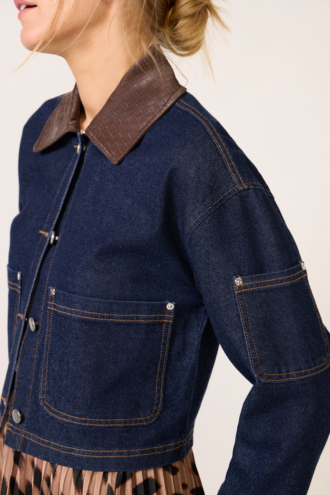 Combo Collar Denim Jacket