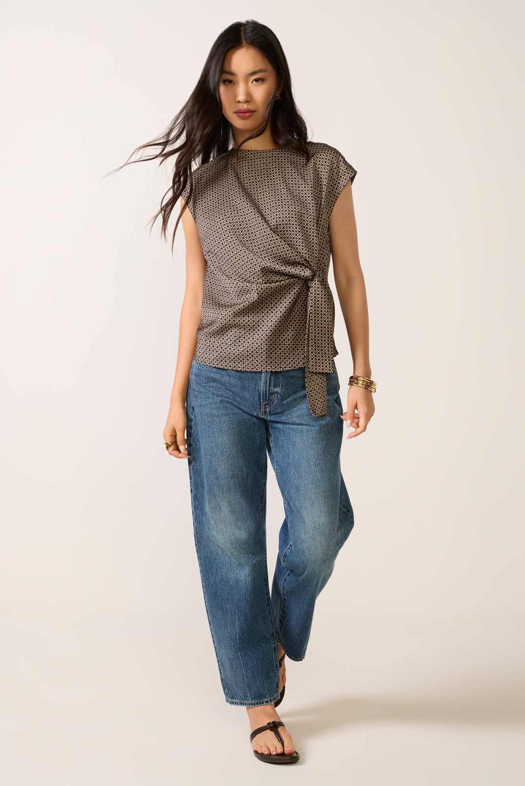 Pippa Side Tie Satin Blouse